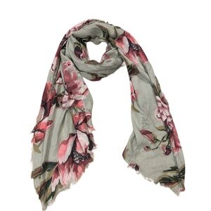 NWT Vince Camuto Aqua Gray Lightweight and soft SCARF! Peony floral design 🌸